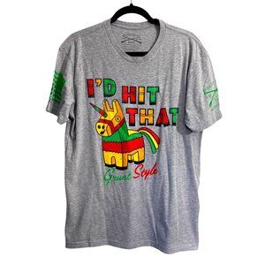 Grunt Style "Id Hit That" Graphic Tee Heather Gray Piñata Design Short Sleeve LG